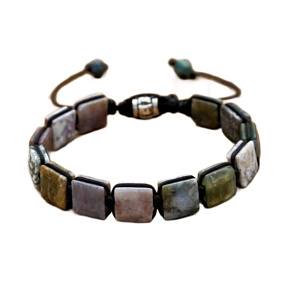 Achát Indický náramek pletený přírodní kámen, rozměr 10 x 10 x 5 mm / 18,5 cm, posuvné zapínání