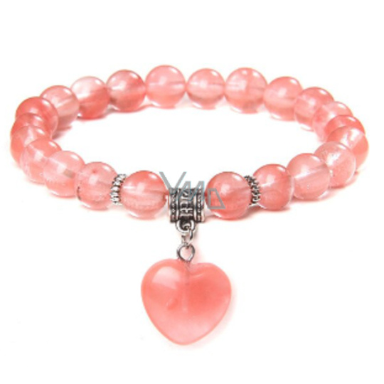 Křišťál + Srdce náramek elastický přírodní kámen, kulička 8 mm / 19 cm, kámen kamenů Křišťál + Srdce náramek elastický přírodní kámen, kulička 8 mm / 19 cm, kámen kamenů