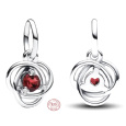 Charm Sterlingové stříbro 925 Červený temně kruh věčnosti leden, přívěsek na náramek symbol
