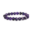 Ametyst chevron náramek elastický přírodní kámen, kulička 10 mm / 16 - 17 cm, kámen králů a biskupů