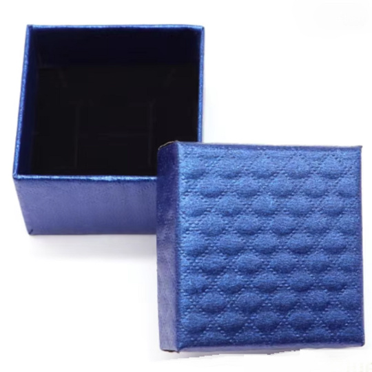Dárková krabička texturovaný papír s houbičkou na šperky tmavě modrá 5,1 x 5 x 3,3 cm 1 kus