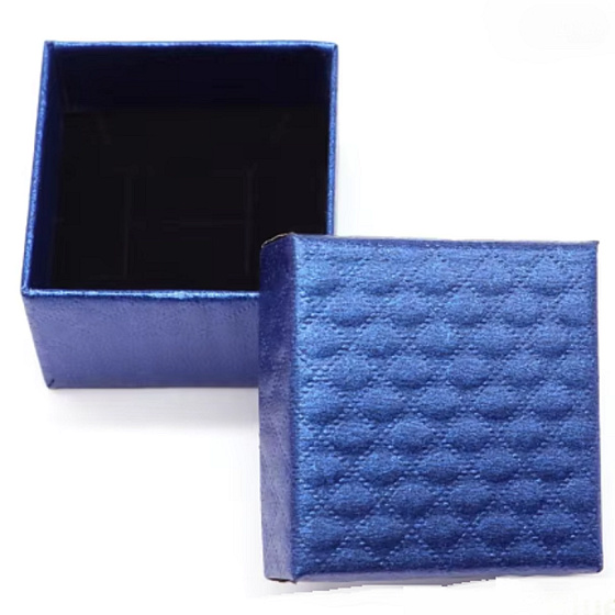 Dárková krabička texturovaný papír s houbičkou na šperky tmavě modrá 5,1 x 5 x 3,3 cm 1 kus