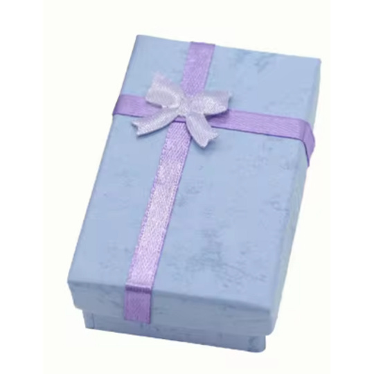 Dárková krabička s houbičkou na šperky s mašlí světle modrá 8 x 4 x 2,5 cm 1 kus