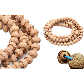 Lotus Bodhi 108 Mala, přírodní lotosový náhrdelník 108 + 6 buddhistických modlitebních korálků 9,5 mm - mír, požehnání