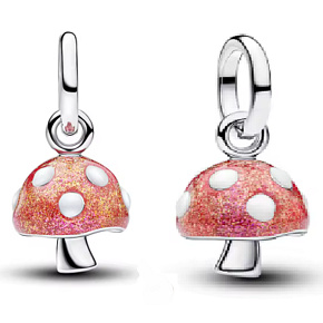Charm Kouzelná muchomůrka s růžovým leskem, přívěsek na náramek příroda