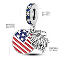 Charm USA vlajka + orel, 2v1 přívěsek na náramek cestování