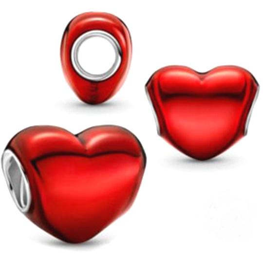 Charm Metalické červené srdce, korálek na náramek láska Charm Metalické červené srdce, korálek na náramek láska