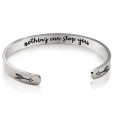 Nerezová ocel náramek stříbrný s gravírováním Nic tě nemůže zastavit, otevřená manžeta, 4 mm