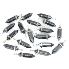 Hematit Kyvadlo šestihran přívěsek přírodní kámen 41 x 13 mm, ručně vyřezávaný, kámen zdravé krve Hematit Kyvadlo šestihran přívěsek přírodní kámen 41 x 13 mm, ručně vyřezávaný, kámen zdravé krve