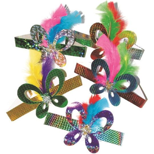 Čelenka s motýlkem a peříčkem 6 kusů v balení
