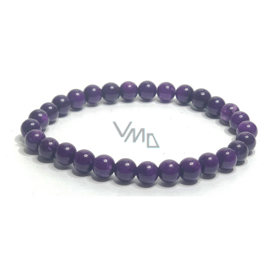 Sugilit náramek elastický přírodní kámen, kulička 6 mm / 16 - 17 cm, Láska • Moudrost • Pravda