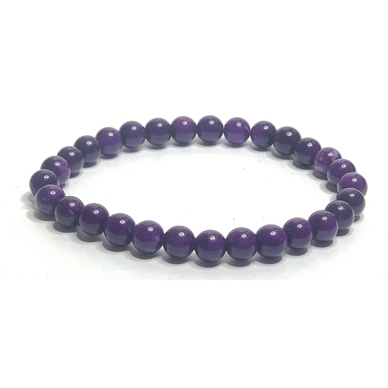 Sugilit náramek elastický přírodní kámen, kulička 6 mm / 16 - 17 cm, Láska • Moudrost • Pravda