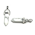 Magnezit / Howlit bílý kyvadlo šestihran přívěsek přírodní kámen 41 x 13 mm, očistný kámen