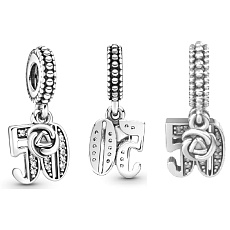 Charm 50 let lásky, 2v1 přívěsek na náramek výročí