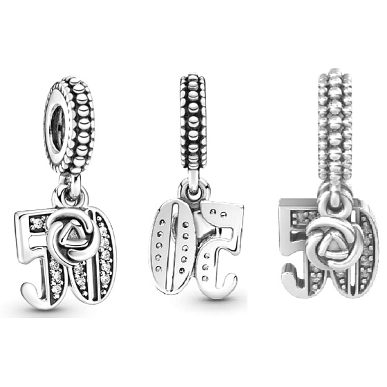 Charm 50 let lásky, 2v1 přívěsek na náramek výročí