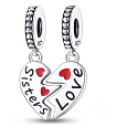 Charm Sestry rozdělitelné kouzlo srdce 2v1, přívěsek na náramek rodina