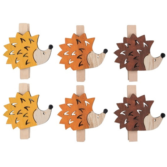 Ježci dřevění na kolíčku 3 cm 6 kusů