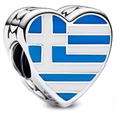 Charm Řecko – srdce s vlajkou, korálek na náramek cestování