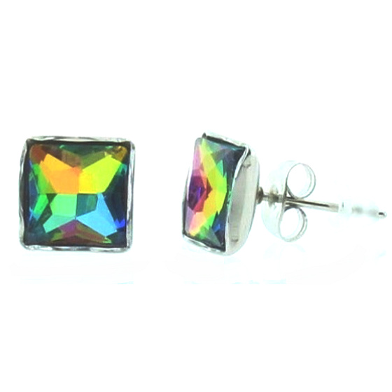 Aurazářič Magické náušnice čtverec, napichovačky nejsem jen šperk 0,9 x 0,9 cm