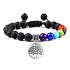 Čakrový náramek Strom života + Láva černá, ručně pletený, nastavitelná velikost, kulička 8 mm, zrozen ze čtyř živlů