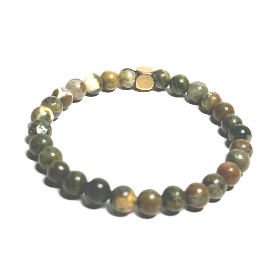 Ryolit náramek elastický přírodní kámen, kulička 6 mm / 16 - 17 cm, kámen jasného vědomí