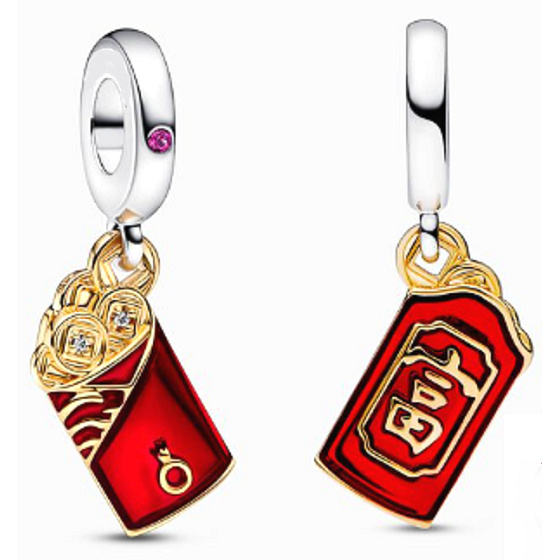 Charm Červená obálka - bohatství, přívěsek na náramek symbol