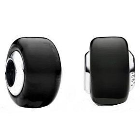 Charm Černé Murano sklo, korálek na náramek symbol