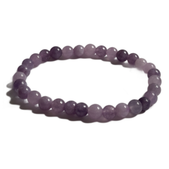 Turmalin levandulový náramek elastický přírodní kámen, kulička 6 mm / 16 - 17 cm, strážce domova a dobré nálady