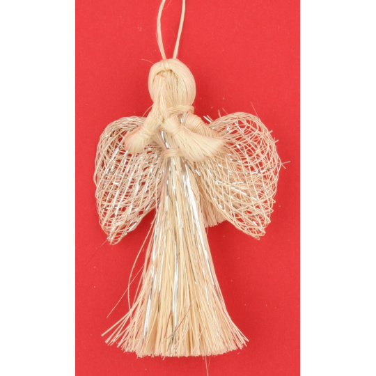 Anděl z banánovníku se stříbrnou nitkou 8 cm