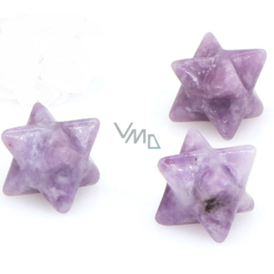 Lepidolit merkaba hmatka z přírodního kamene 13 mm,1 kus, amulet sportovců Lepidolit merkaba hmatka z přírodního kamene 13 mm,1 kus, amulet sportovců