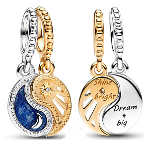 Charm Jin & Jang, slunce a měsíc dělitelný přívěsek na náramek, symbol