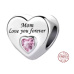 Charm Sterlingové stříbro 925 Máma tě vždy miluje srdce, korálek na náramek rodina