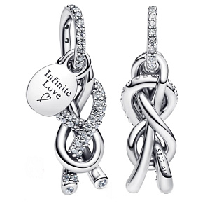 Charm Nekonečný uzel s plotýnkou - nekonečná láska, přívěsek na náramek láska