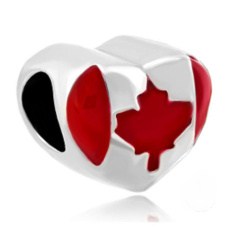 Charm Kanada vlajka srdce - miluji Kanadu, korálek na náramek cestování