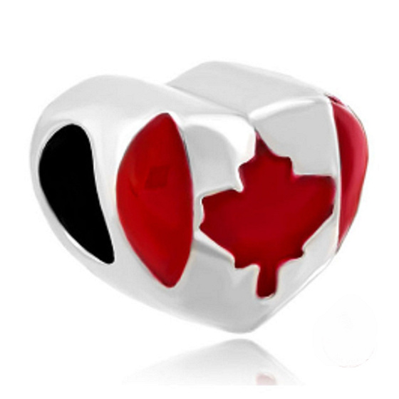 Charm Kanada vlajka srdce - miluji Kanadu, korálek na náramek cestování