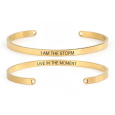 Nerezová ocel náramek pozlacený s oboustranným gravírováním Já jsem bouře, otevřená manžeta, 4 mm