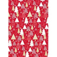 Ditipo Dárkový balicí papír 70 x 200 cm Červený bílé a zlaté stromky