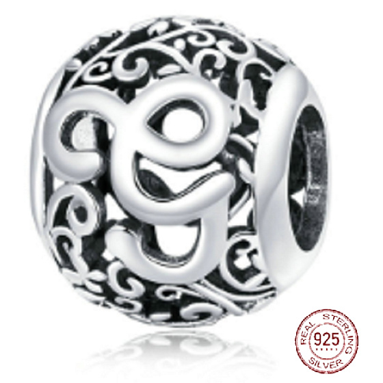 Charm Kouzelná abeceda písmeno G s květinami, korálek na náramek