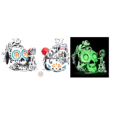 Charm Sterlingové stříbro 925 Disney Pixar Coco Miguel & Dante lebka zářící ve tmě, luminozní korálek na náramek, Halloween Charm Sterlingové stříbro 925 Disney Pixar Coco Miguel & Dante lebka zářící ve tmě, luminozní korálek na náramek, Halloween