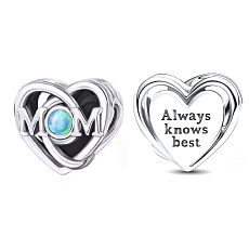 Charm Sterlingové stříbro 925 Prolamované kouzlo pro maminku a srdce, korálek na náramek rodina