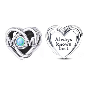 Charm Prolamované kouzlo pro maminku a srdce, korálek na náramek rodina