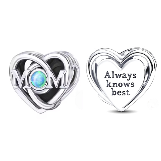 Charm Prolamované kouzlo pro maminku a srdce, korálek na náramek rodina