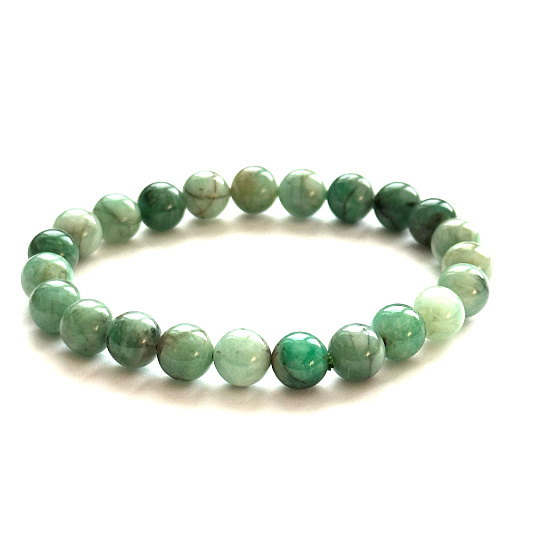 Smaragd kámen náramek elastický přírodní kámen, kulička 8 - 9 mm / 16 - 17cm, Emerald A+++, pravda-láska-štěstí-prosperita-kreativita