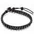 Láva černá, kožený náramek přírodní kámen, ručně vyráběný, zapínací, kulička 4 mm / 17 - 23 cm, zrozen ze čtyř živlů