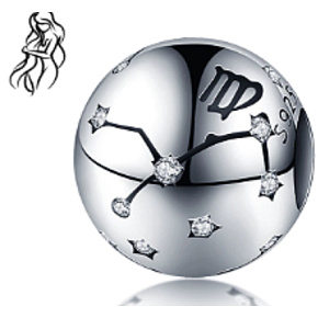 Charm Znamení zvěrokruhu Panna + zirkony, korálek na náramek 9 mm