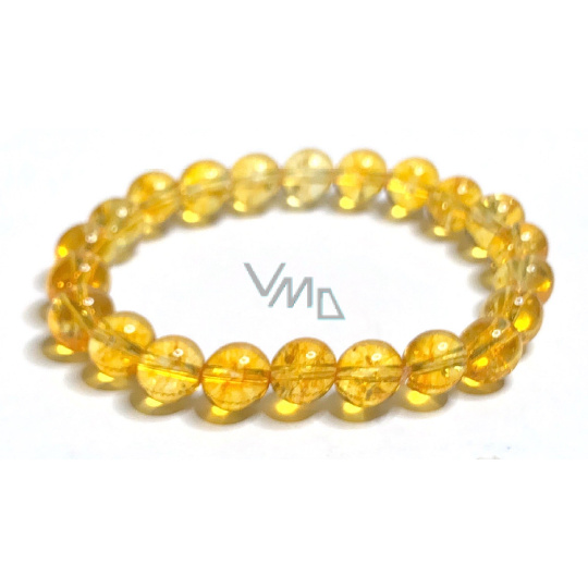 Citrín náramek elastický přírodní kámen, kulička 8 mm / 16 - 17 cm, kámen hojnosti, úspěchu