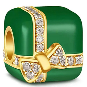 Charm Dárek, balíček zelený, korálek na náramek výročí