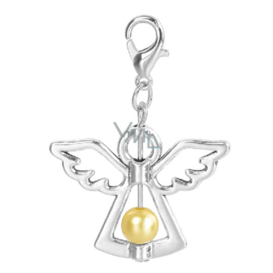 Anděl strážný přívěsek s žlutou perličkou 29 x 37 mm