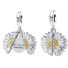 Charm Rozkvetlá slunečnice s nápisem - Jsi moje sluníčko, otevíratelný přívěsek na náramek láska