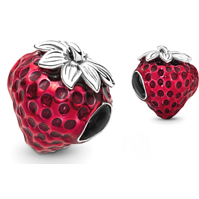 Charm Jahoda se zrníčky, korálek na náramek, jídlo a pití